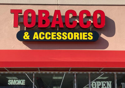 Tobacco & Accessories Channel Letters on Raceway