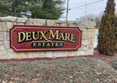 Deux Mare Sandblasted Sign with Gold Prismatic Letters