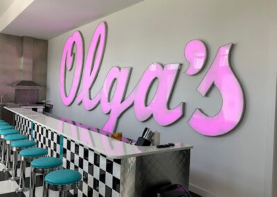 Olga's Interior Channel Letters with Flex Series Changeable Color - Pink